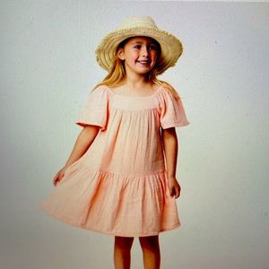 Snapper Rock girls peach flutter sleeve beach dress sz 7/8
